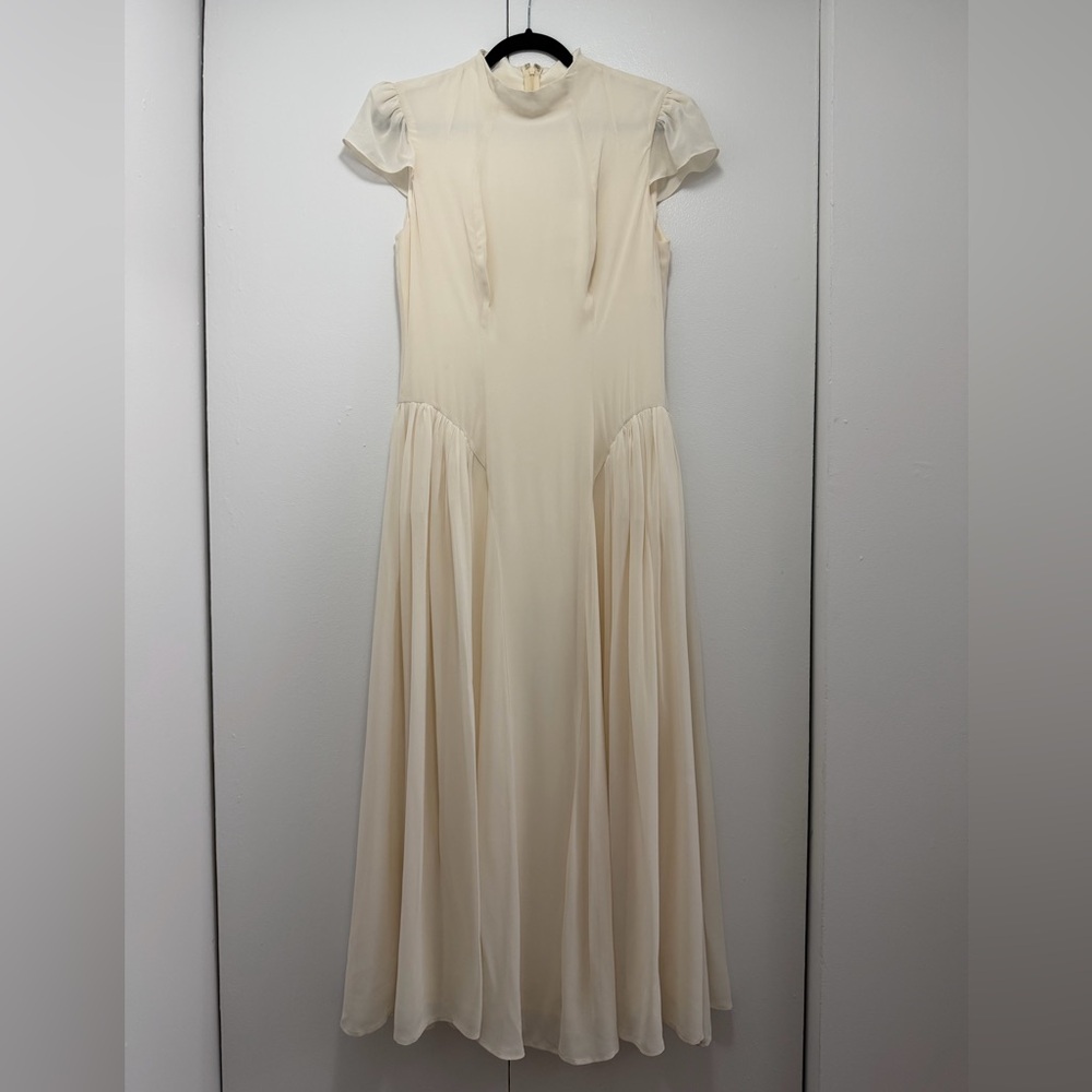 NEW Reformation Maven Dress Fior Di Latte Ivory Cream Bridal High Neck 10 - Picture 7 of 16